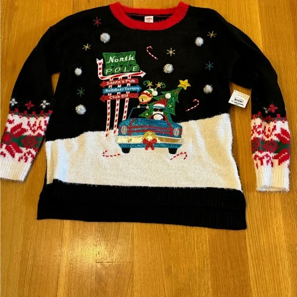 NEW “Holiday Time” Festive Christmas Sweater Size XL (16-18) “Ugly” with Santa - Picture 1 of 6